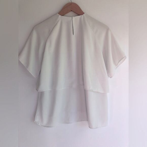 Zara flowy white dress shirt top short sleeve back button closure size XS - Picture 6 of 6